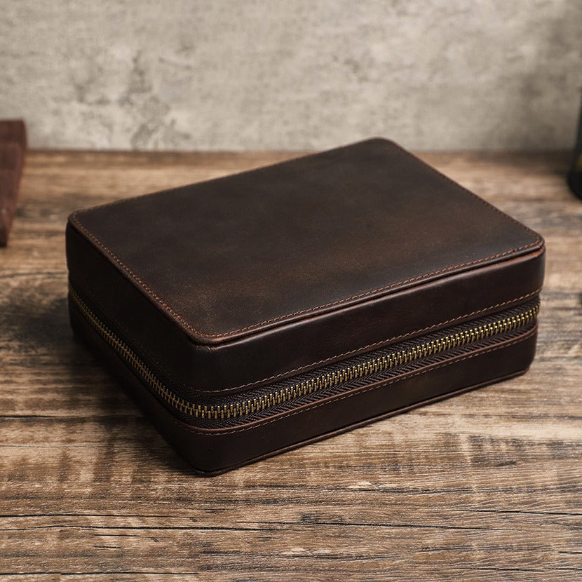 Vaagoon Classic Brown Watch Carrying Case