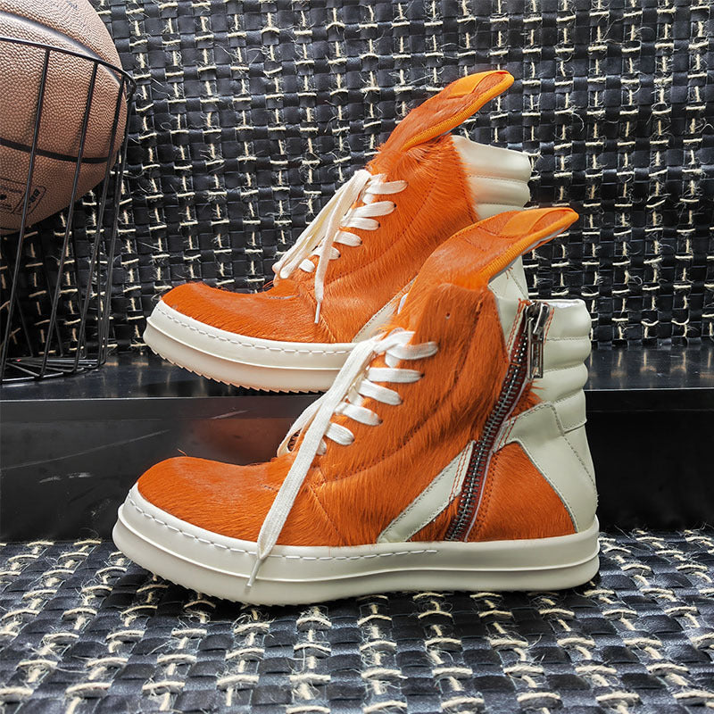 Vaagoon Horsehair Cross-Strap Platform Shoes