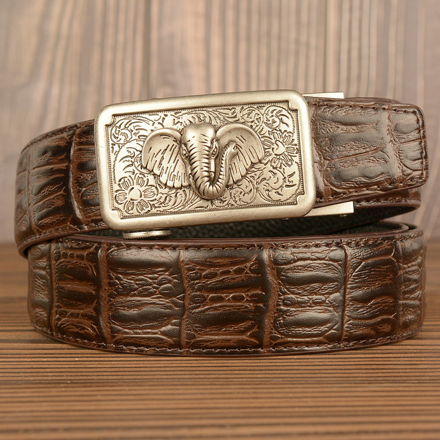 VAAGOON Crocodile Pattern Genuine Leather Belt