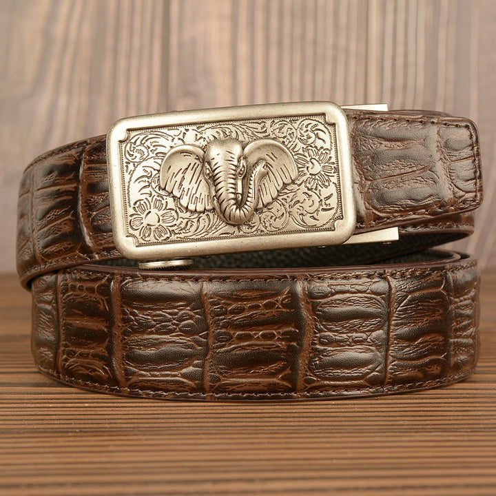 VAAGOON Crocodile Pattern Genuine Leather Belt