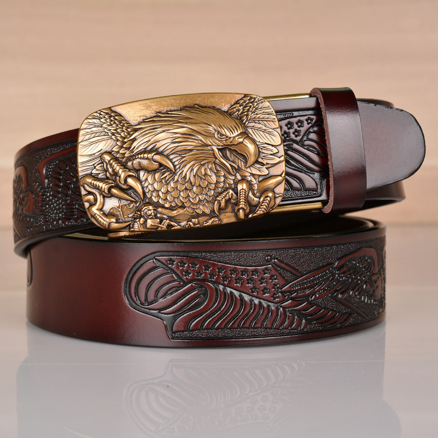 VAAGOON Black Eagle Claw Embossed Genuine Leather Belt – Animal Figure