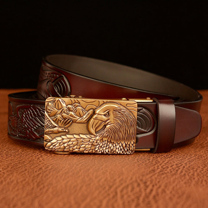 VAAGOON Black Eagle Head Buckle Genuine Leather Belt – GY055 Model