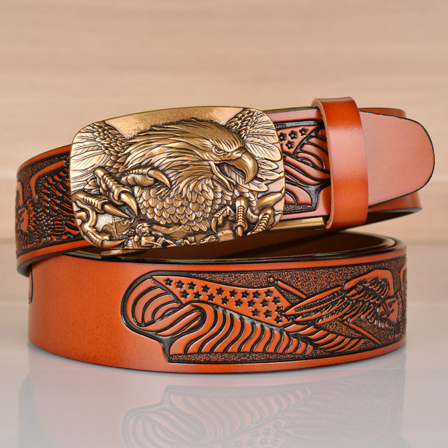 VAAGOON Black Eagle Claw Embossed Genuine Leather Belt – Animal Figure