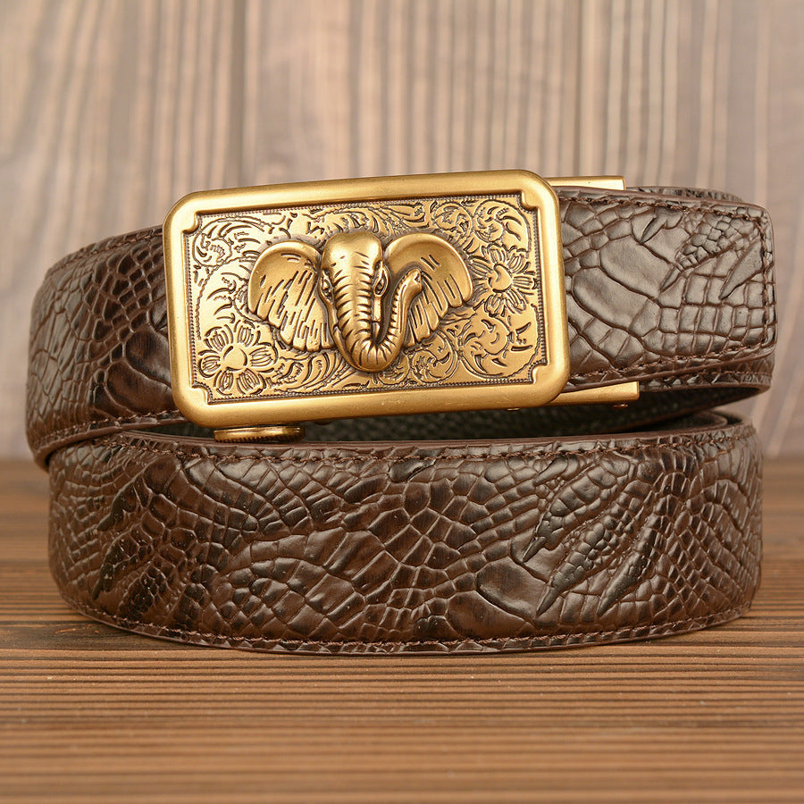VAAGOON Crocodile Pattern Genuine Leather Belt