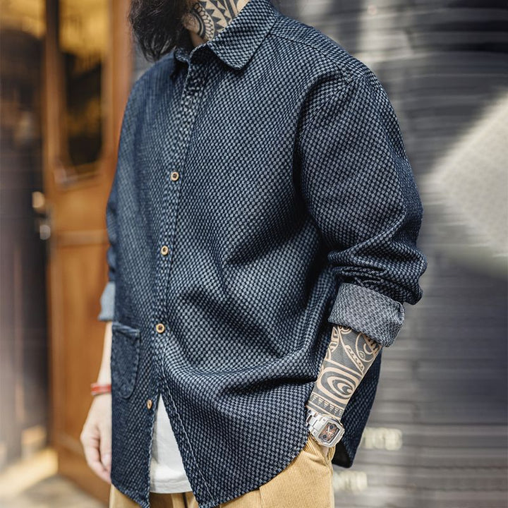 VAAGOON CHECKERBOARD DENIM SHIRT