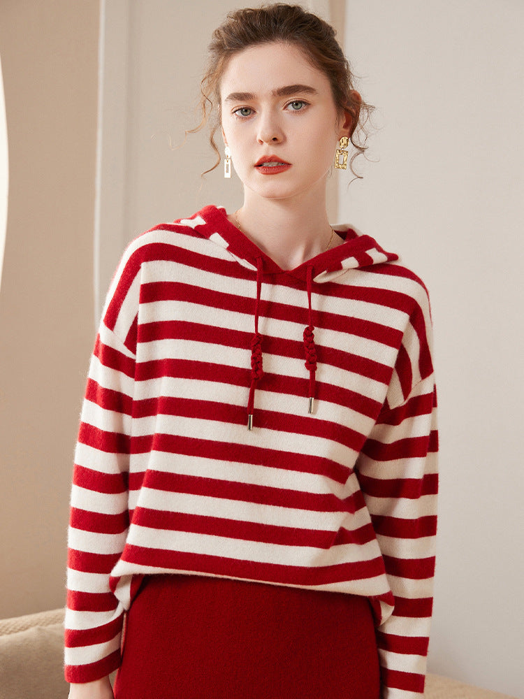 Vaagoon Contrast Harmony Cashmere Hooded Sweater