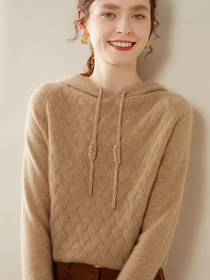 Vaagoon Cashmere Basket Knit Hooded Kazak