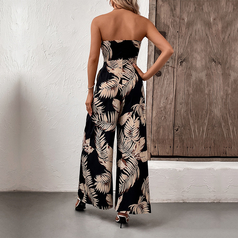 Vaagoon Leila Leaf Patterned Summer Jumpsuit