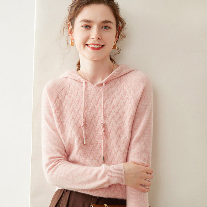 Vaagoon Cashmere Basket Knit Hooded Kazak