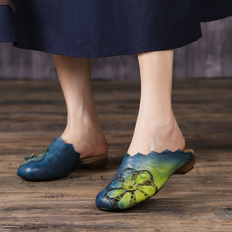 Vaagoon Ethno Charm Genuine Leather Handmade Slippers