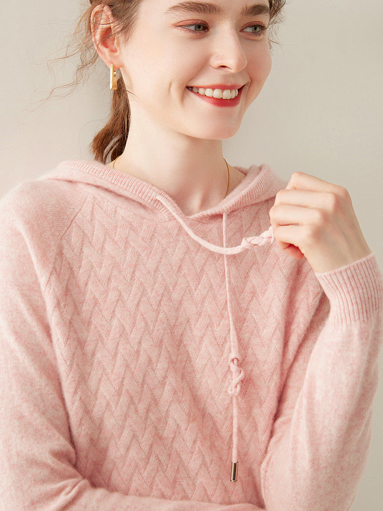 Vaagoon Cashmere Basket Knit Hooded Kazak