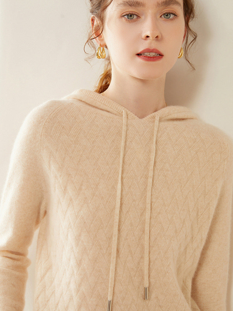 Vaagoon Cashmere Basket Knit Hooded Kazak