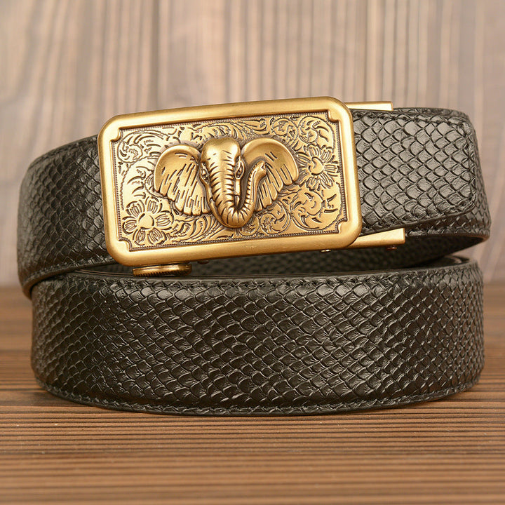 VAAGOON Crocodile Pattern Genuine Leather Belt