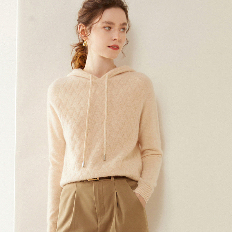 Vaagoon Cashmere Basket Knit Hooded Kazak