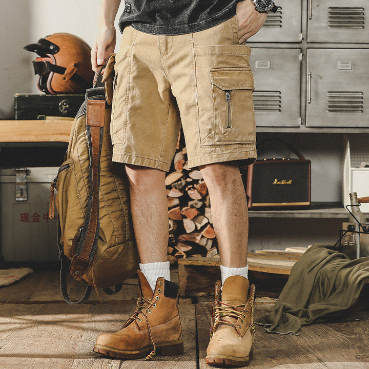 VAAGOON Tactical Zip Khaki Shorts