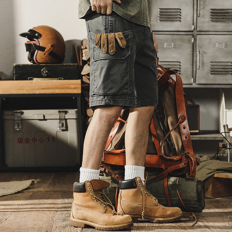 VAAGOON Tactical Zip Khaki Shorts