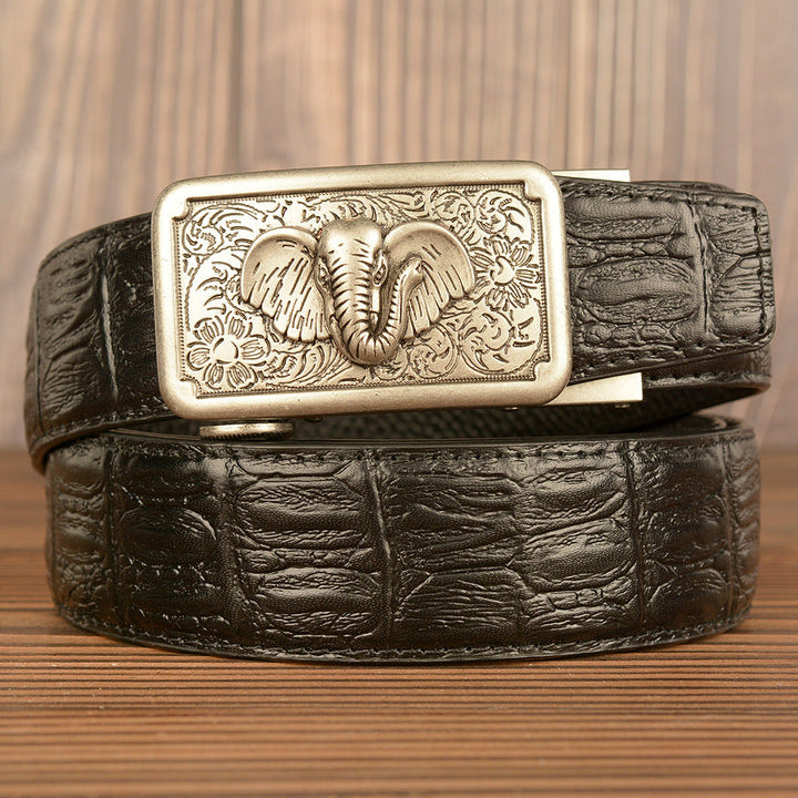 VAAGOON Crocodile Pattern Genuine Leather Belt