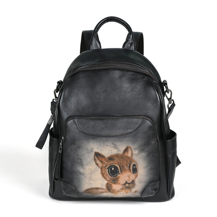 Vaagoon Retro Twin Leather Backpack