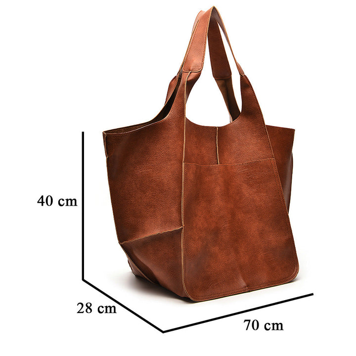 Simple Soft Leather Large Capacity Single Shoulder Portable Tote