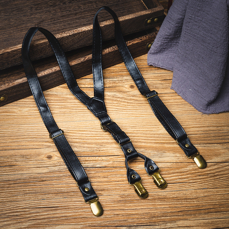 Vaagoon Mini Rebel Leather Pants Suspenders