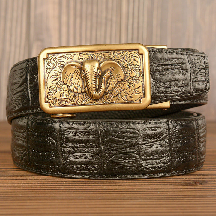 VAAGOON Crocodile Pattern Genuine Leather Belt