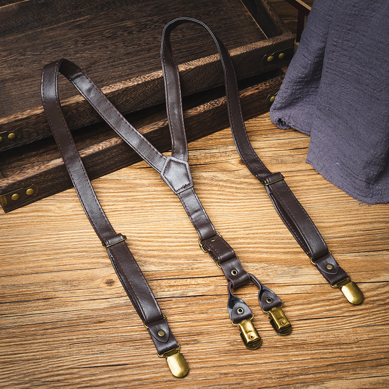 Vaagoon Mini Rebel Leather Pants Suspenders