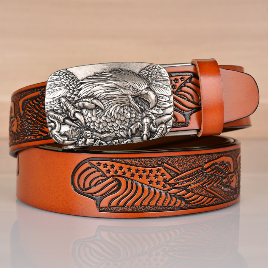 VAAGOON Black Eagle Claw Embossed Genuine Leather Belt – Animal Figure