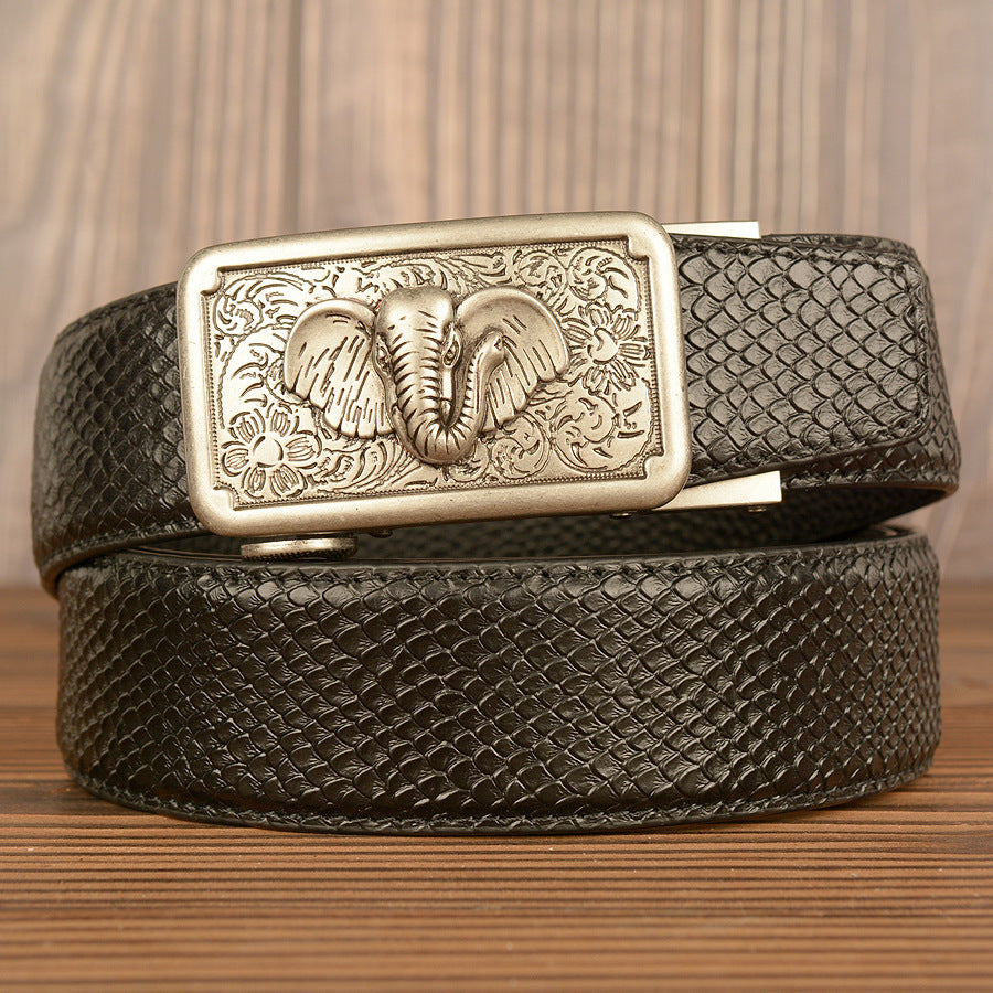 VAAGOON Crocodile Pattern Genuine Leather Belt