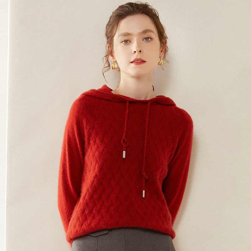 Vaagoon Cashmere Basket Knit Hooded Kazak