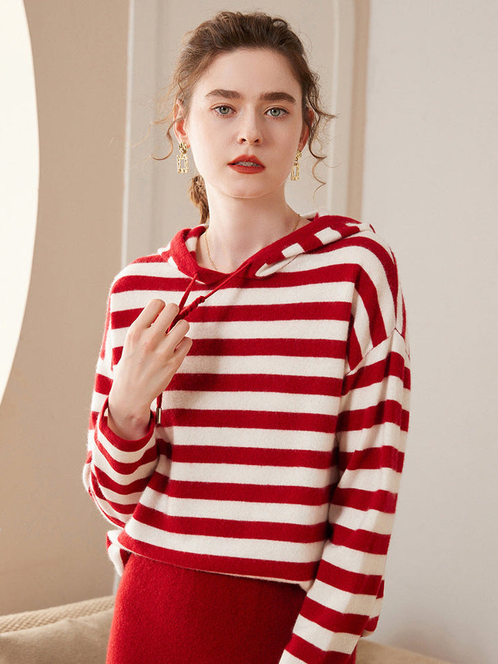 Vaagoon Contrast Harmony Cashmere Hooded Sweater