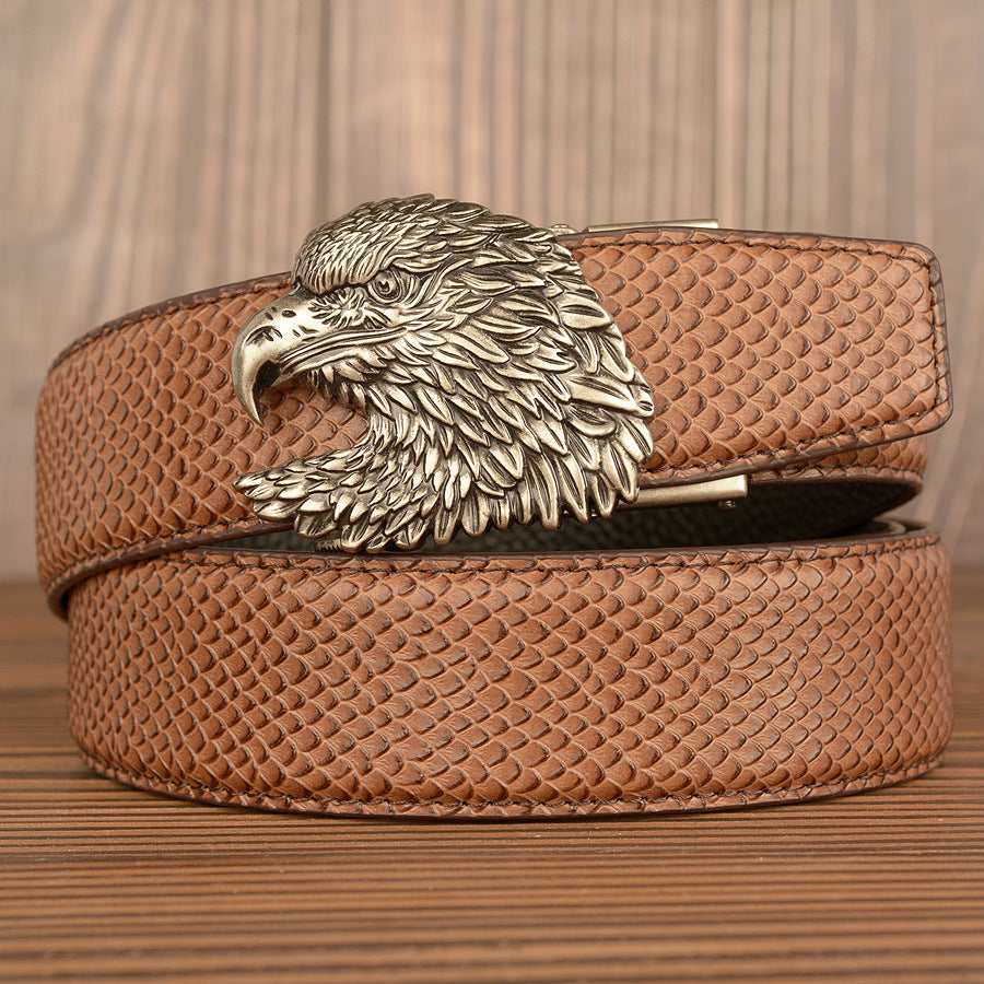 VAAGOON Black Crocodile Pattern Genuine Leather Belt – Eagle Head Buckle Eagle Model