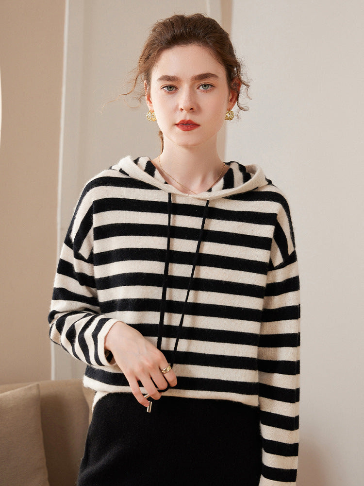 Vaagoon Contrast Harmony Cashmere Hooded Sweater