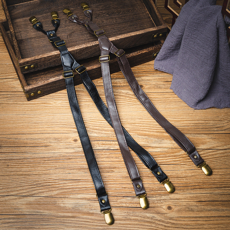 Vaagoon Mini Rebel Leather Pants Suspenders