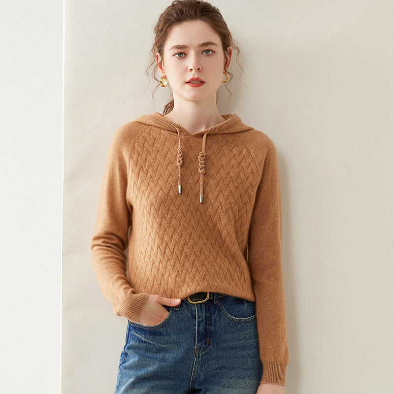 Vaagoon Cashmere Basket Knit Hooded Kazak