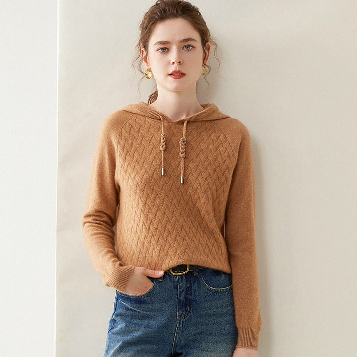 Vaagoon Cashmere Basket Knit Hooded Kazak