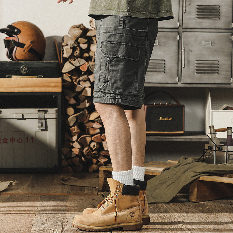 VAAGOON Tactical Zip Khaki Shorts