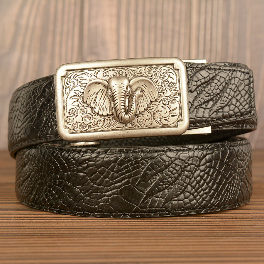 VAAGOON Crocodile Pattern Genuine Leather Belt