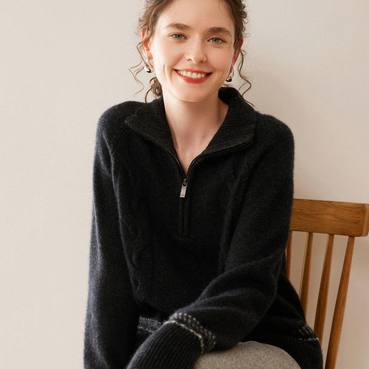 Vaagoon Cashmere Half-Zip Turtleneck Sweater