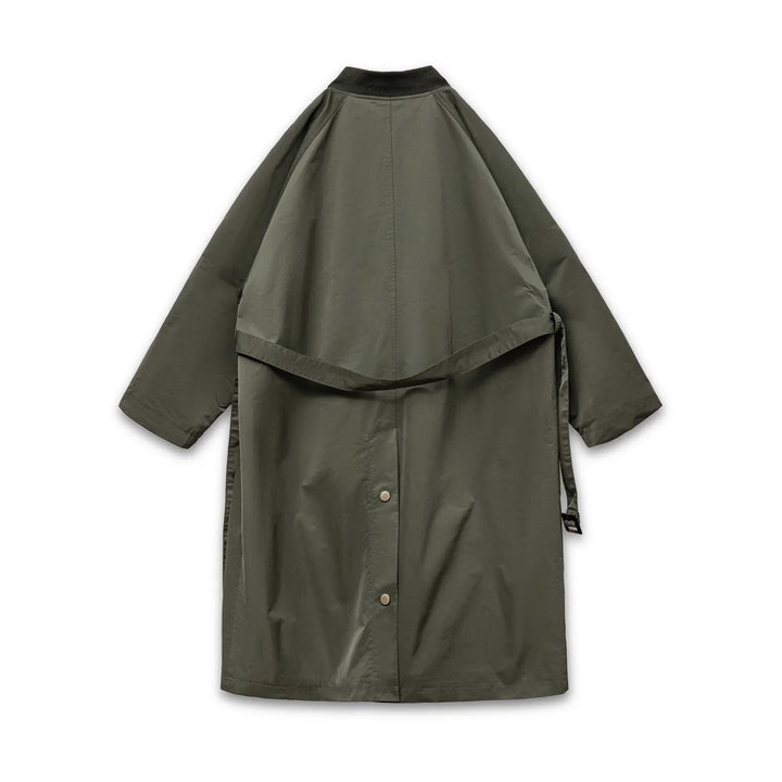 VAAGOON Retro Windbreaker Olive Green Mid-length Trench Coat