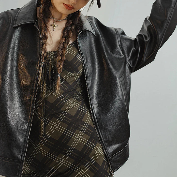 VAAGOON Retro Black Biker Jacket