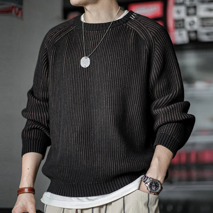 VAAGOON Vintage Vertical Striped Knitted Sweater