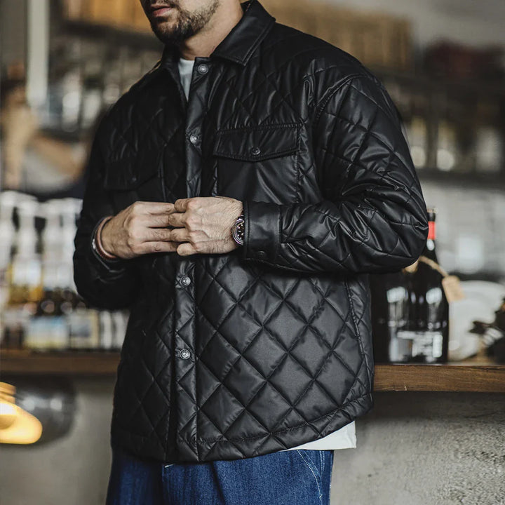 VAAGOON Retro Quilted Diamond Grid Jacket