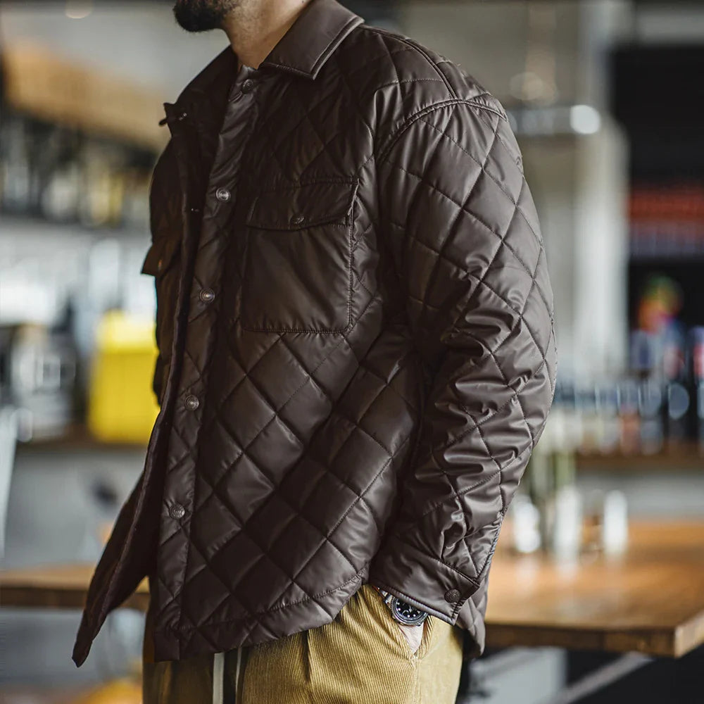 VAAGOON Retro Quilted Diamond Grid Jacket