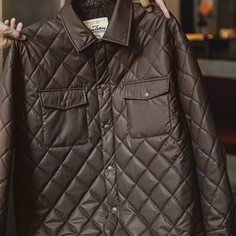 VAAGOON Retro Quilted Diamond Grid Jacket