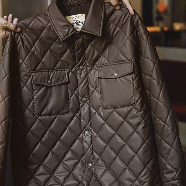 VAAGOON Retro Quilted Diamond Grid Jacket