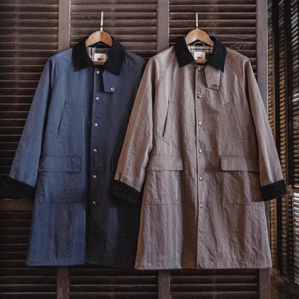 VAAGOON Retro Corduroy Lapel Safari Trench Coat