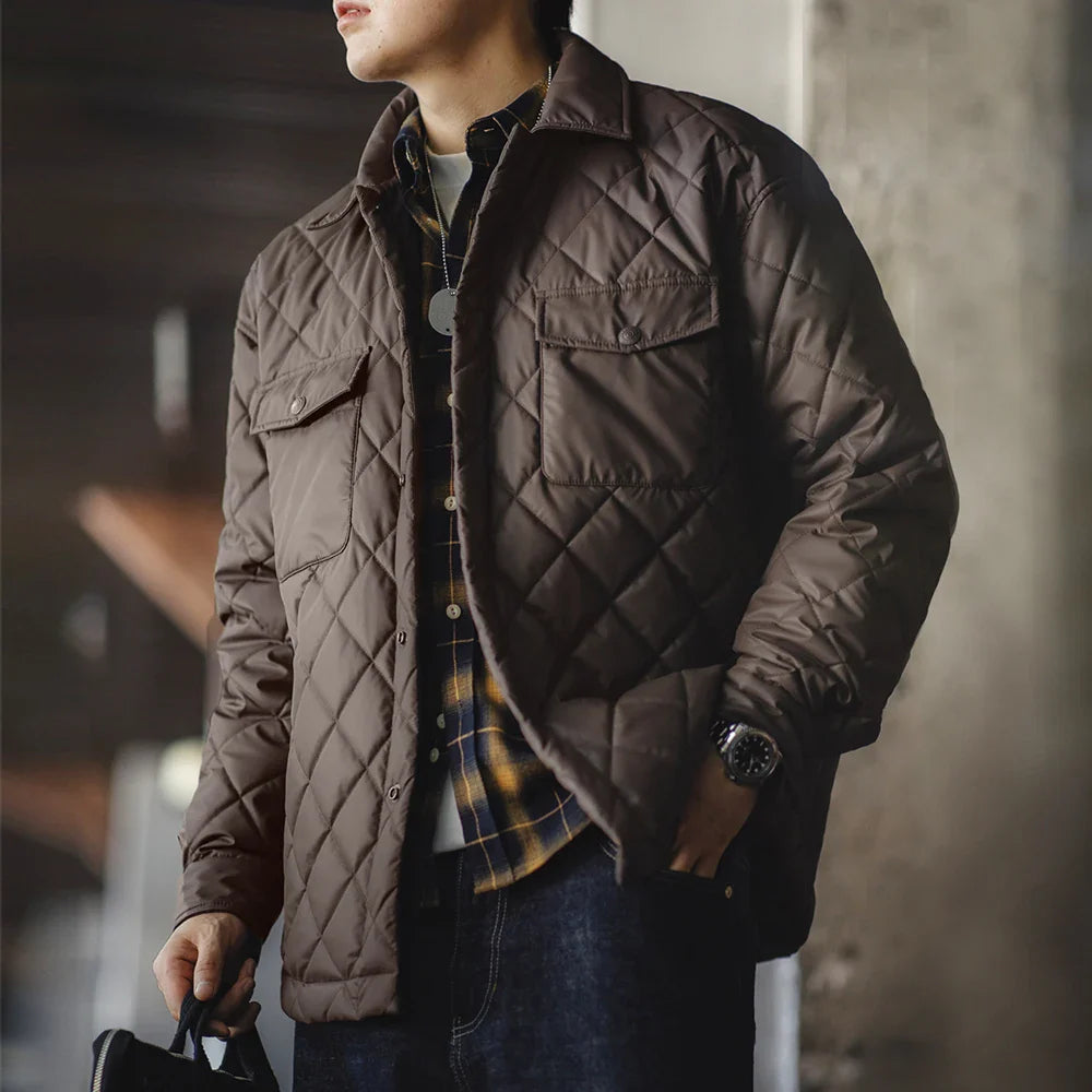 VAAGOON Retro Quilted Diamond Grid Jacket