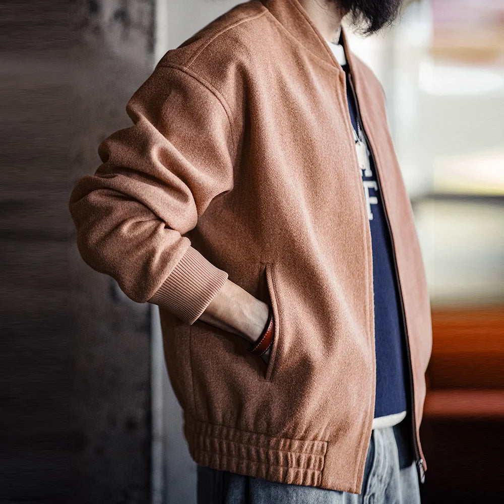 VAAGOON Vintage Woolen Baseball Jacket