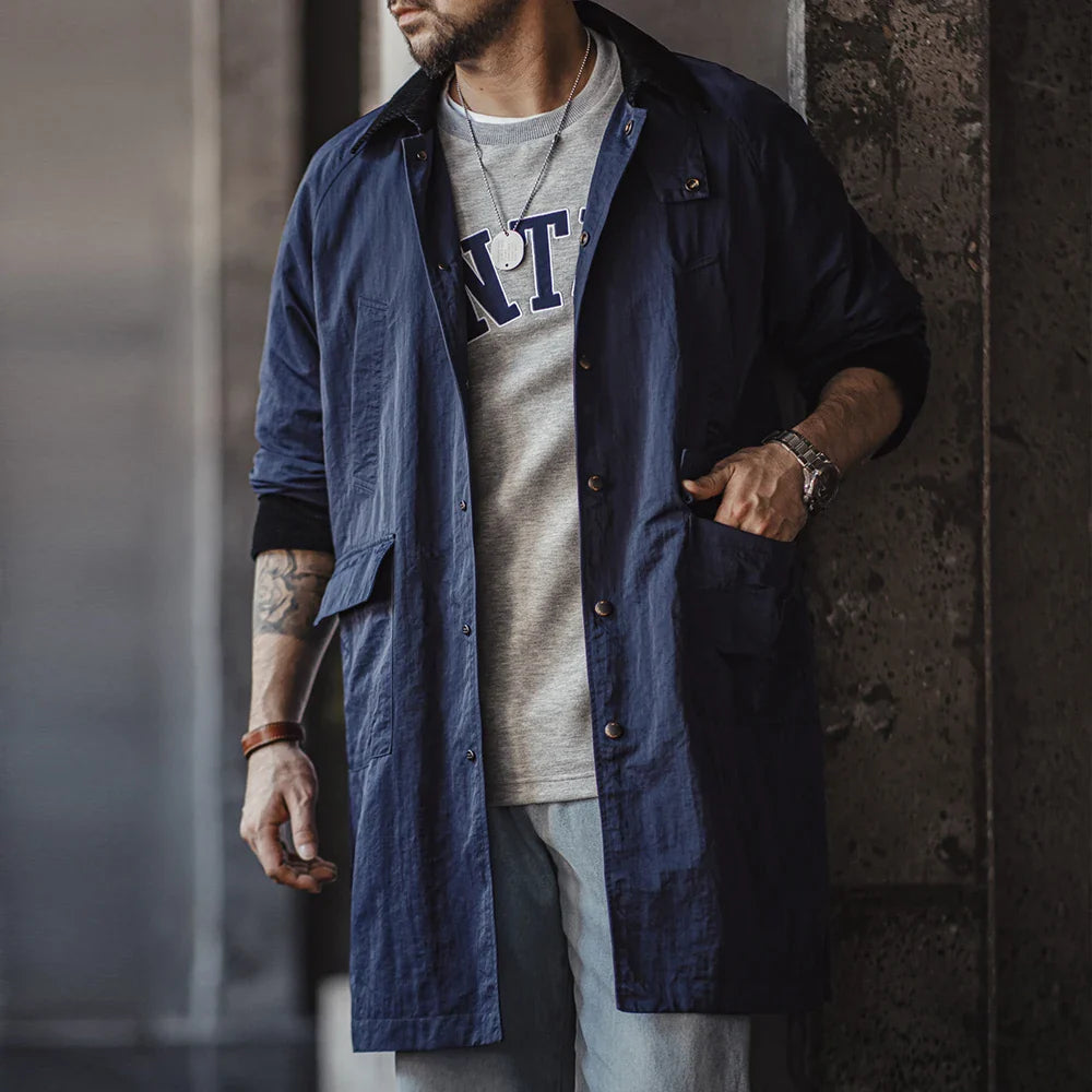 VAAGOON Retro Corduroy Lapel Safari Trench Coat