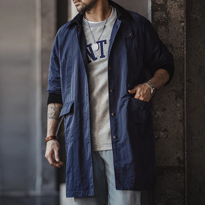 VAAGOON Retro Corduroy Lapel Safari Trench Coat